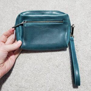 MATT & NAT Vegan Leather Wristlet Bag Wallet Sustainable Teal Green 6.25" x 5"